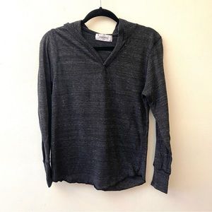 Soul Cycle V neck long sleeve hooded T-shirt with back logo size small